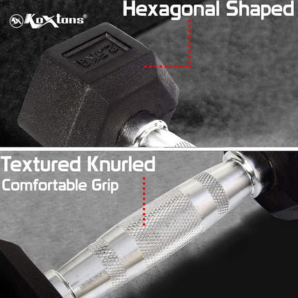 Koxton Hexa Shape Rubber Dumbbell (Pc)