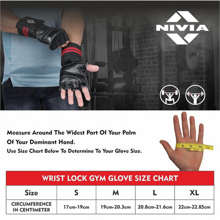 NIVIA Wristlock Weightlifting Gloves Gym & Fitness Gloves  (Black)
