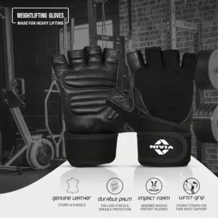 Nivia Cobra Gym Gloves with Strap (Black)