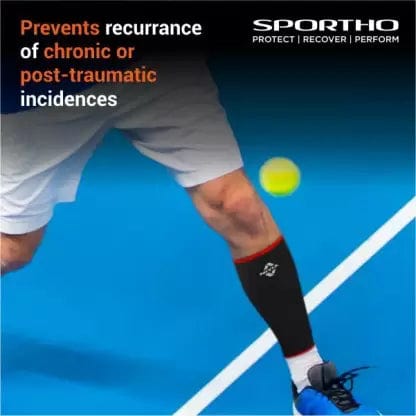 NIVIA Orthopedic Calf Support Slip - in Knee Support (Black, Red)