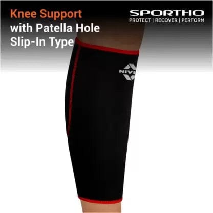 NIVIA Orthopedic Calf Support Slip - in Knee Support (Black, Red)