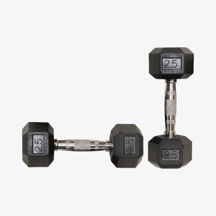 Koxton Hexa Shape Rubber Dumbbell (2.5Kg, 5Kg, 7.5Kg, 10kg, 12.5Kg, 15kg) - Pc