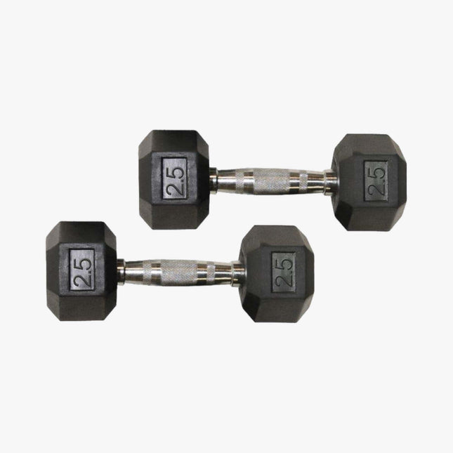 Koxton Hexa Shape Rubber Dumbbell (2.5Kg, 5Kg, 7.5Kg, 10kg, 12.5Kg, 15kg) - Pc