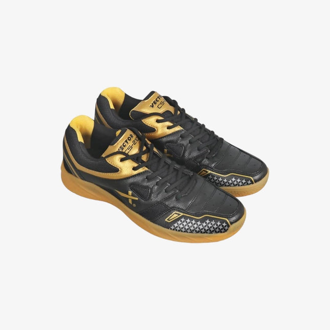 Vector Cs-2100 Badminton Shoes For Boys & Girls (Black, Gold)