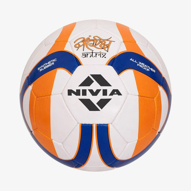 Nivia Antrix Rubber Football, Size - 5 (White/Orange/Blue)