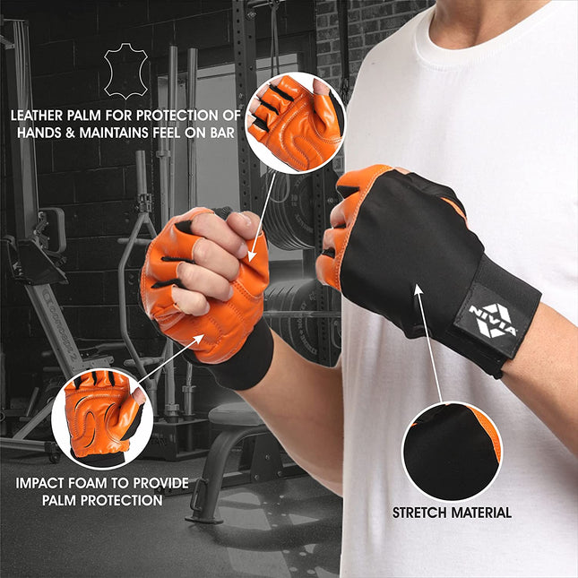 Nivia Leather Weightlifting Gym Gloves