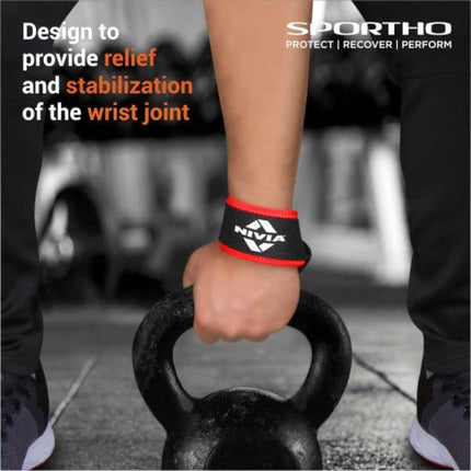 NIVIA Weight lifting Bar Strap with Wrist Supporter