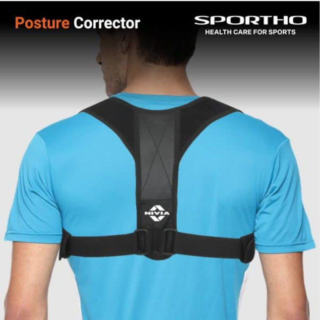 NIVIA Posture Corrector Unisex With Flexible Plates At Back (Free Size)