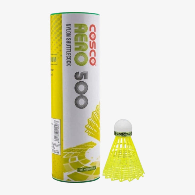 COSCO Badminton Shuttlecock Aero 500, Yellow (Pack of 6)