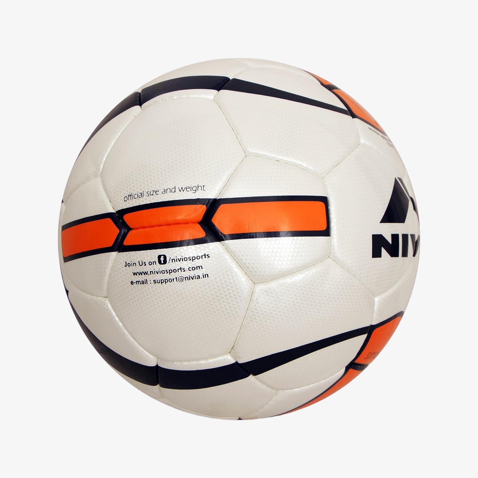 Nivia Simbolo Football, Size 5 (White/Orange), Leather – Romjee Sports Llp