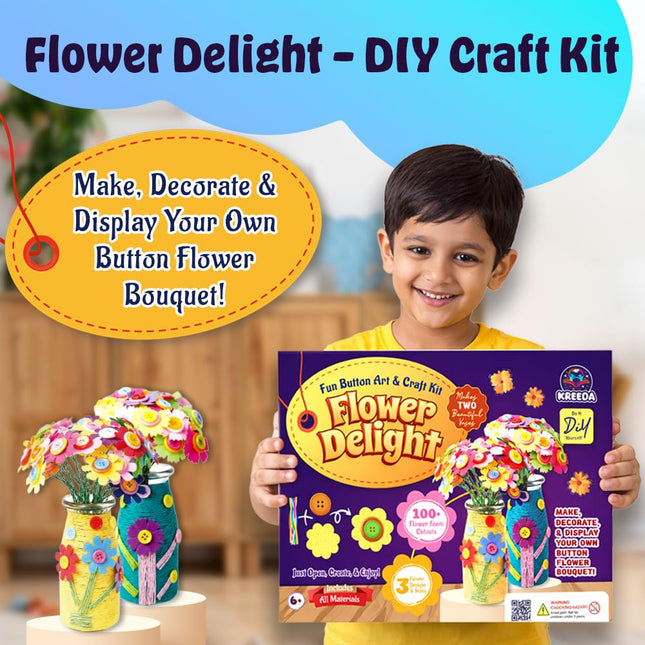 Kreeda Flower Delight Fun Button & Foam Craft Kit