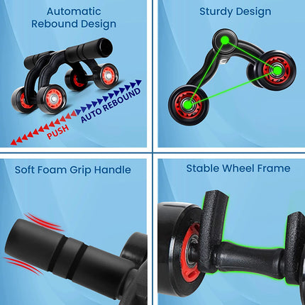 Vector X 4 Wheel Ab Roller with Knee Mat