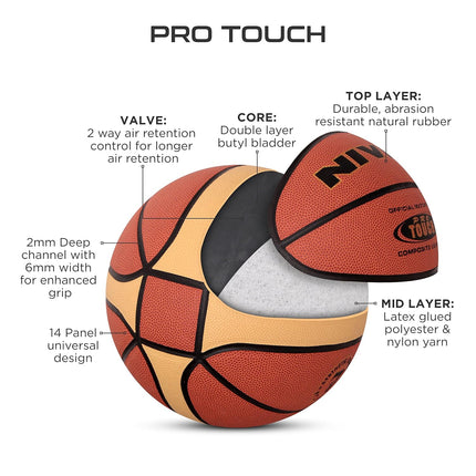 Nivia Pro-Touch Leather Pasted Basketball Ball