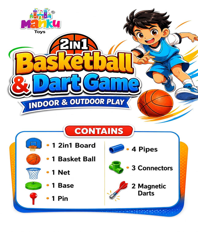 BH Manku Toys 2 In 1 Basketball & Dart Game