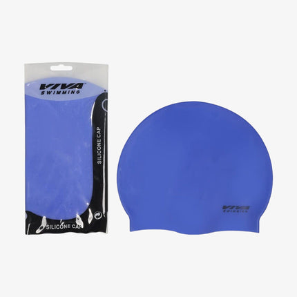 Viva Unisex Silicone Swimming Cap with Zip Pouch (Blue)