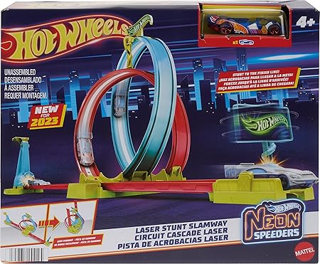 Mattel Toys neon speeders laser stunt slamway