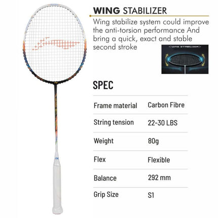 LI-NING Air-Force 80 Lite Black Strung Badminton Racquet