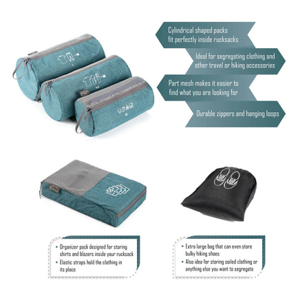Tripole Organizer Packs - Cylindrical Shaped & Shirt Organizer- Set of 6