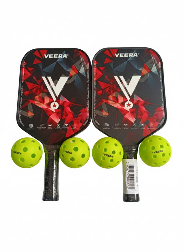Veera Vogue SL205 Pickleball Paddles With 4 Balls & Cover
