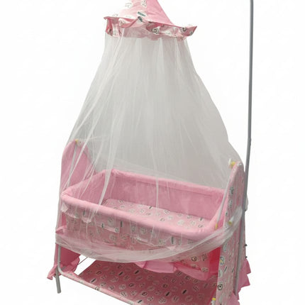 Deluxe Baby Pink Cradle with Protective Mosquito Net-Jhulla