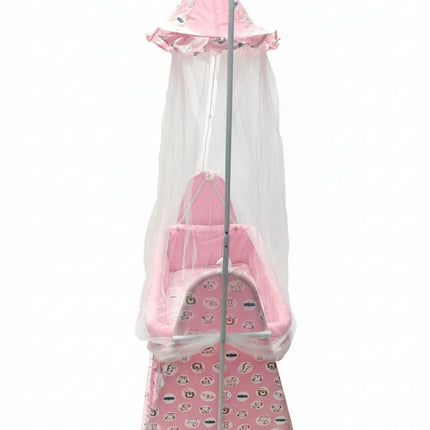 Deluxe Baby Pink Cradle with Protective Mosquito Net-Jhulla